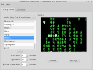 Screensaver daemon and frontend for X11