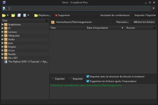 Scrapbook folder import/export dialog