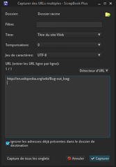 Multiple URL capture dialog