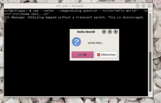 yad with a simple dialog