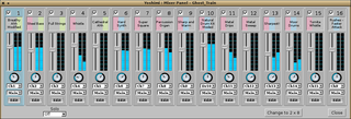 The mixer panel showing stereo levels