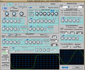 AddSynth Voice window, voice 2 of a possible 8. The most complex part of Yoshimi