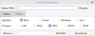 GUI on youtube-dl to download videos from a variety of sites