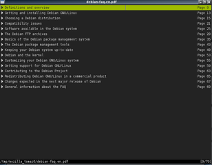 Zathura's bookmark navigation on a pdf file