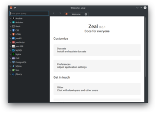 Zeal in dark theme with KDE Plasma 5 Breeze Dark